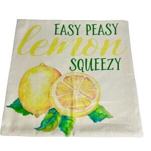 NEW 17x17 PILLOW COVER Easy Peasy Lemon Squeezy Burlap Zipper Throw Pillow Case